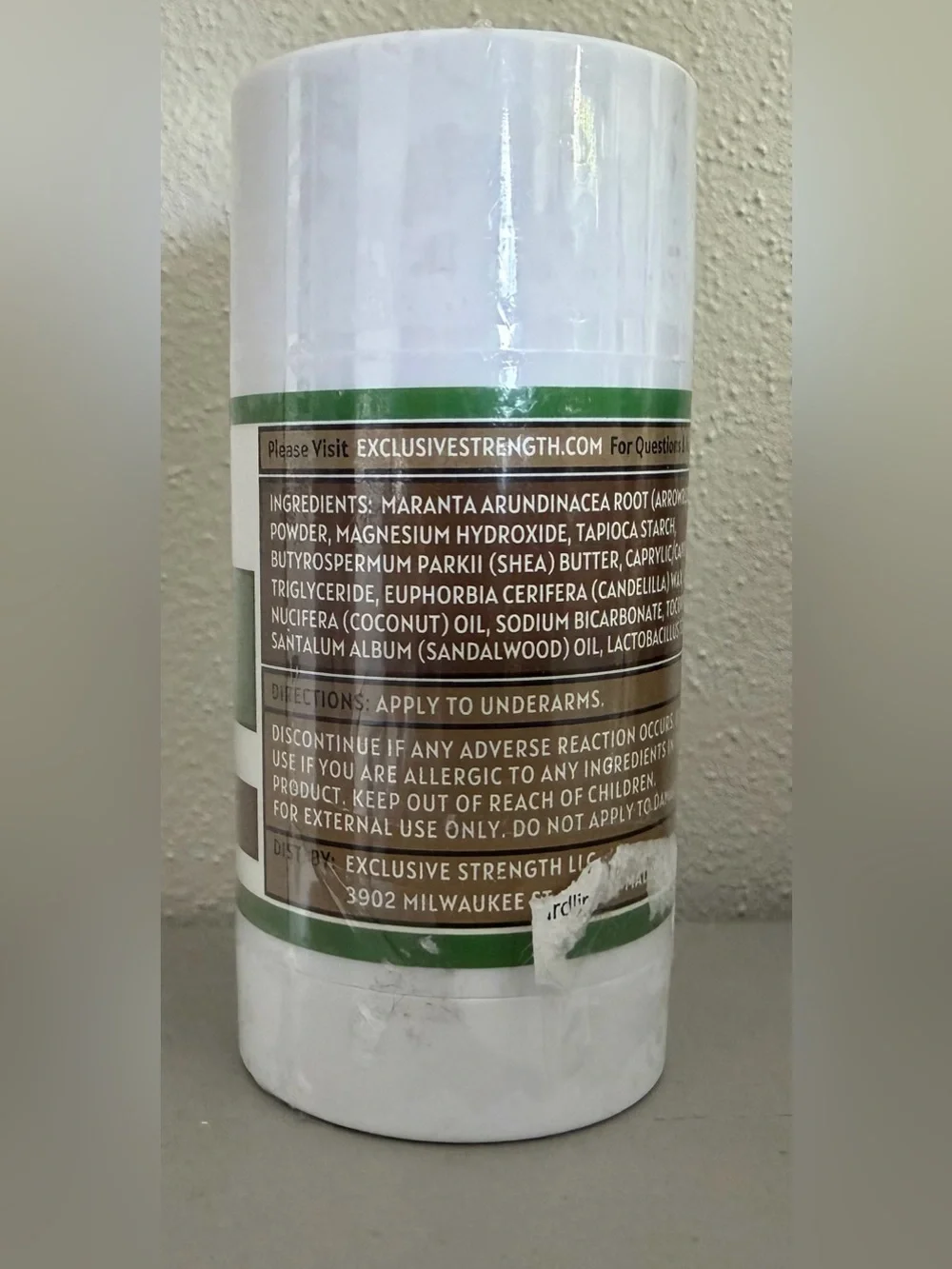 Exclusive Strength Natural Deodorant. Aluminum free. 2.65oz Sandalwood